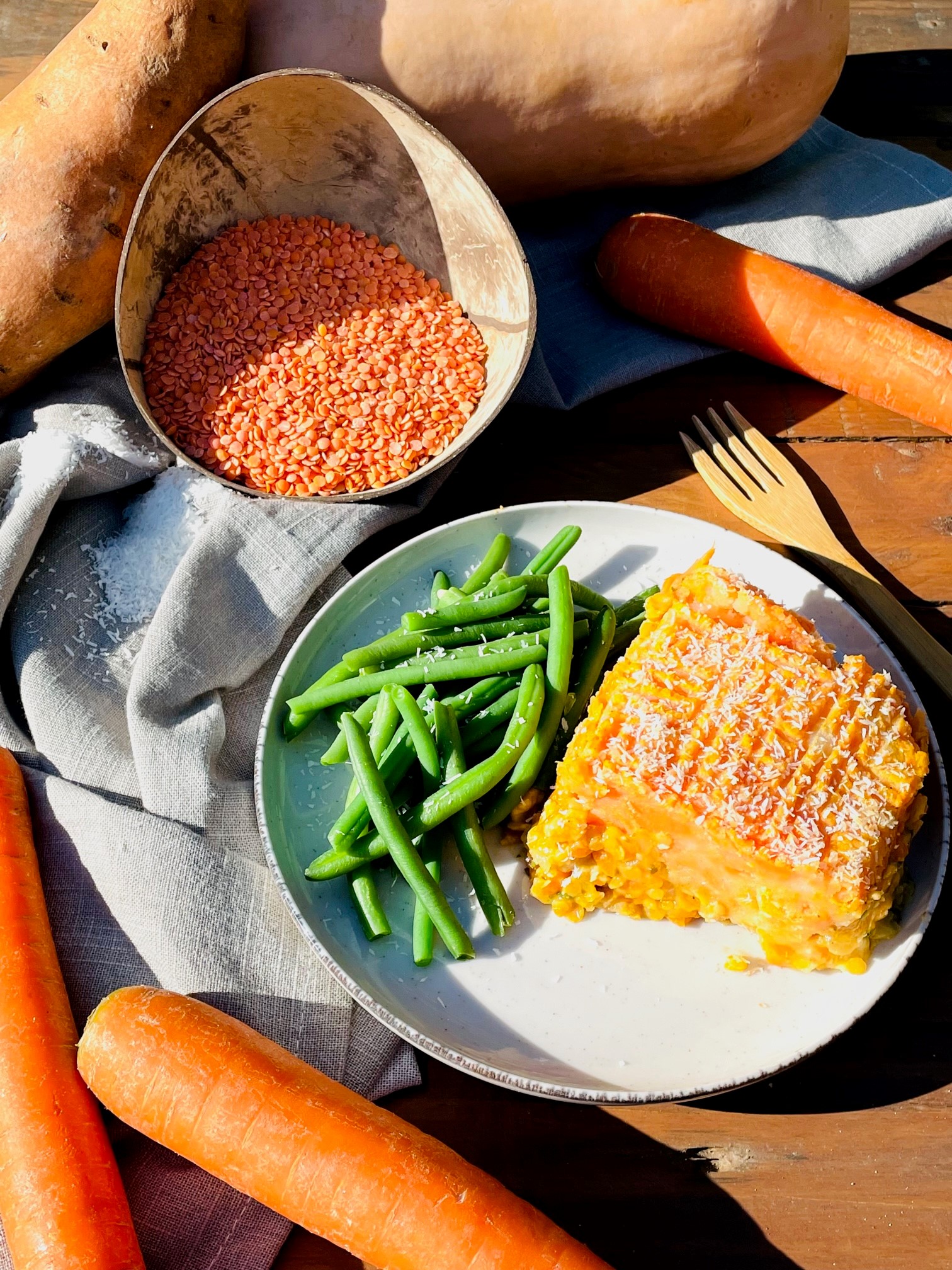 Parmentier Patate Douce, Coco, Lentilles Corail et Carottes 7