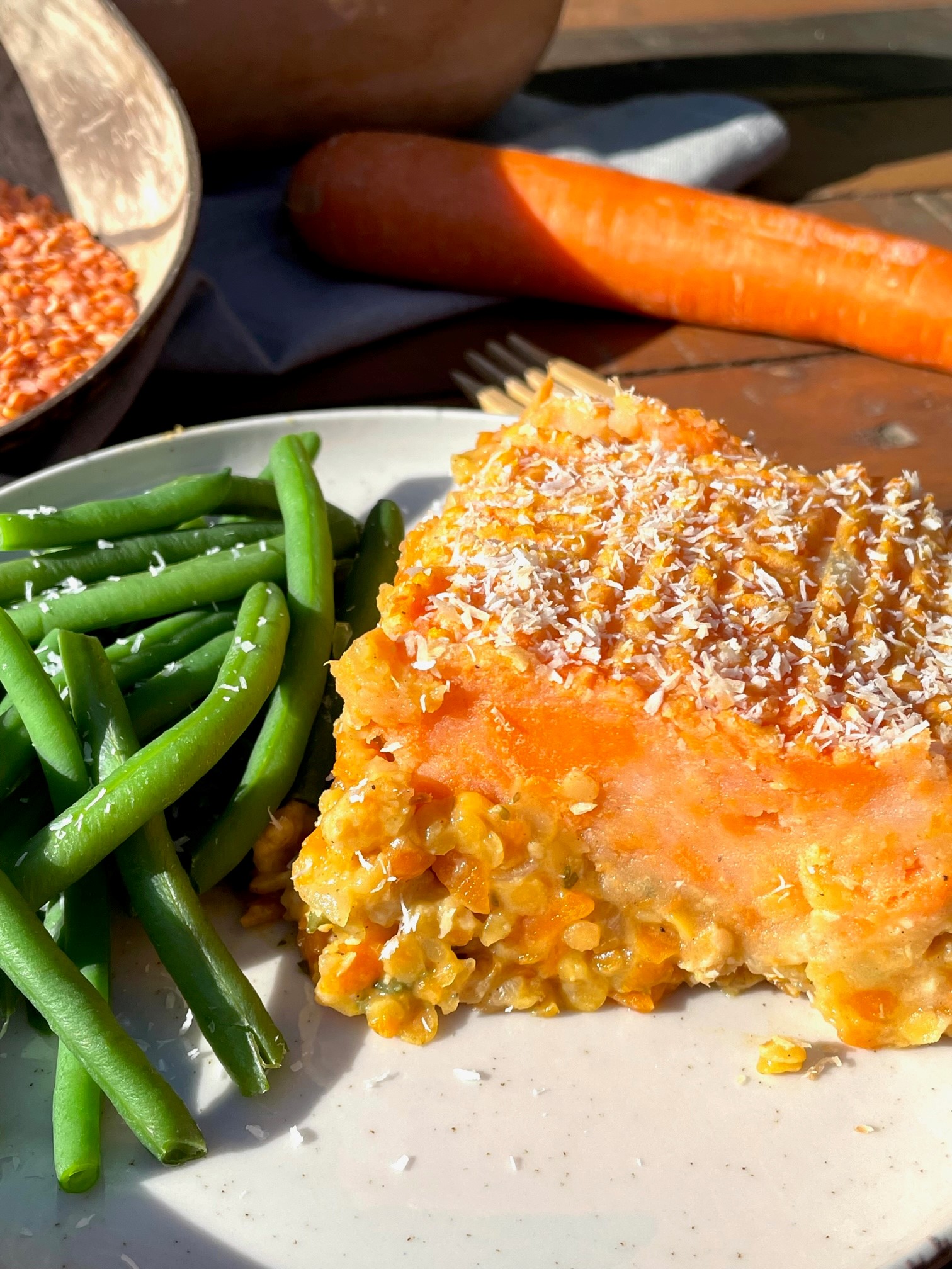Parmentier Patate Douce, Coco, Lentilles Corail et Carottes 8