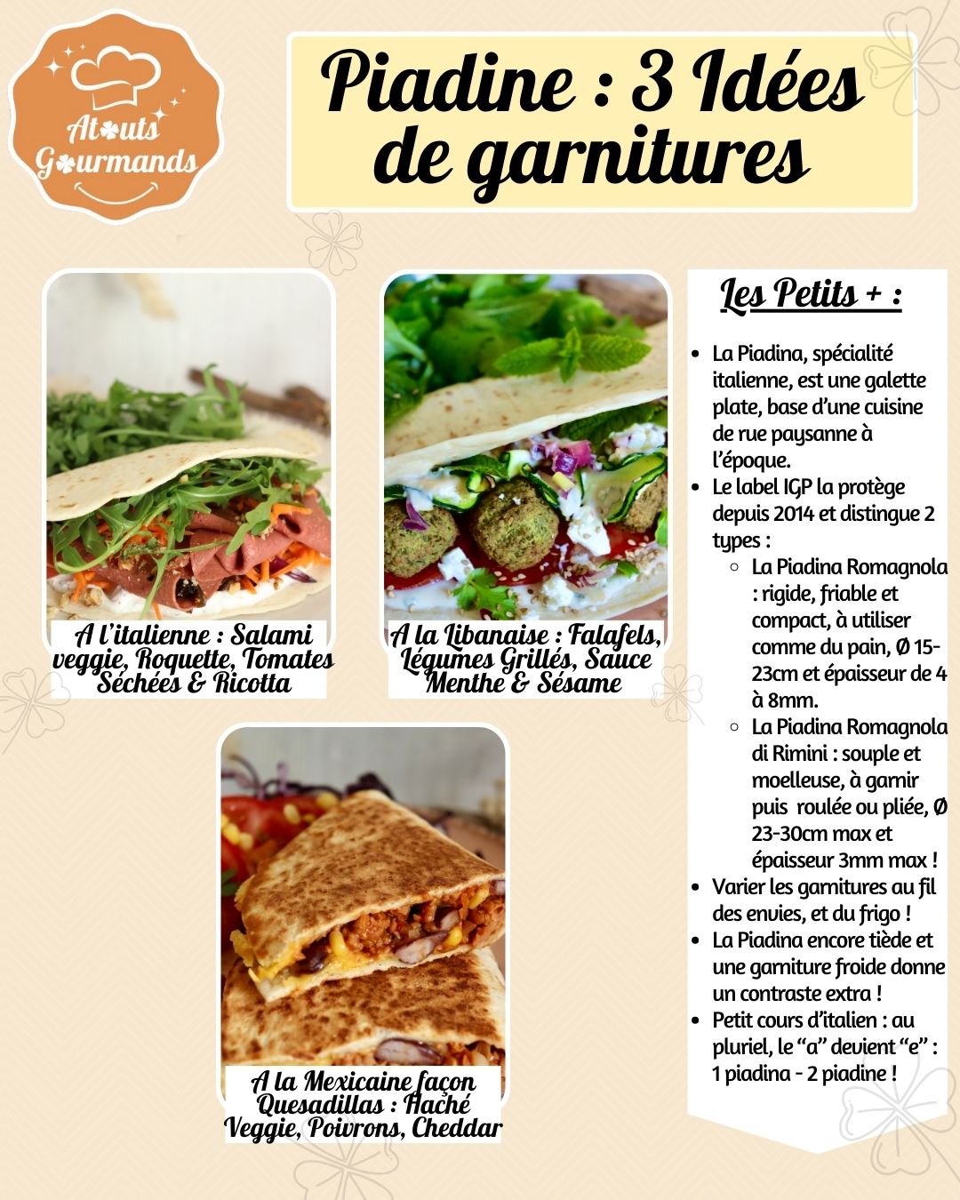 Piadine 3 Idées de Garnitures